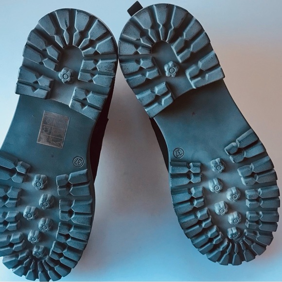 #096 Free People Sz 6.5 Oxford Loafers | Platform/ Chunk Heel GrayWhiteBlackRed - Picture 7 of 10